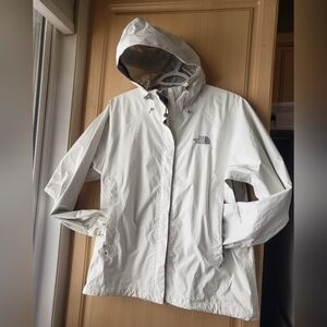 The North Face Women's White Waterproof Hooded Windbreaker Jacket